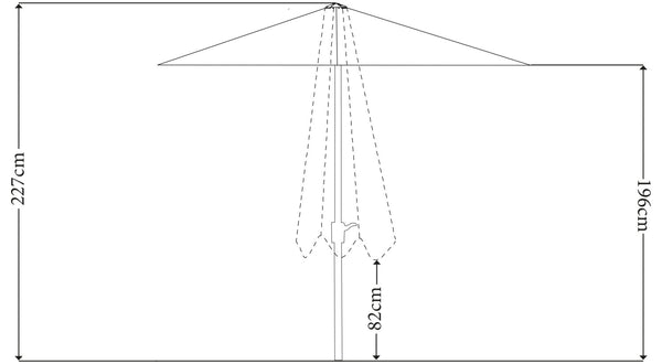 parasol Siroc; 200x200x227 cm (DxSxW); antracyt; kwadrat