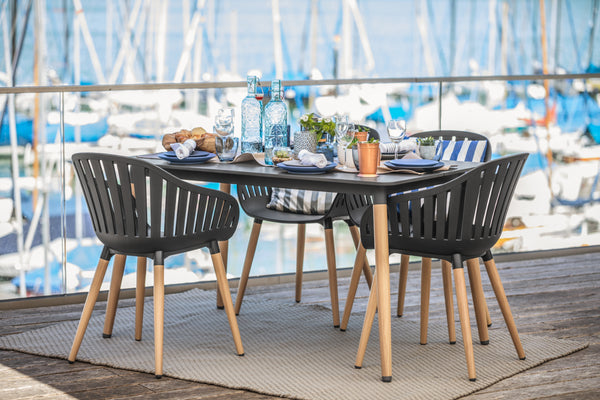 stół Gimani prostokątny; 130x80x72 cm (DxSxW); Platte antracyt, stelaż brązowy; prostokątny