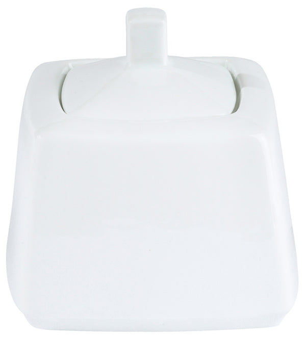 cukiernica Jazz z pokrywką; 350ml, 9.8x9.8x9.8 cm (DxSxW); biały; kwadrat; 4 sztuka / opakowanie