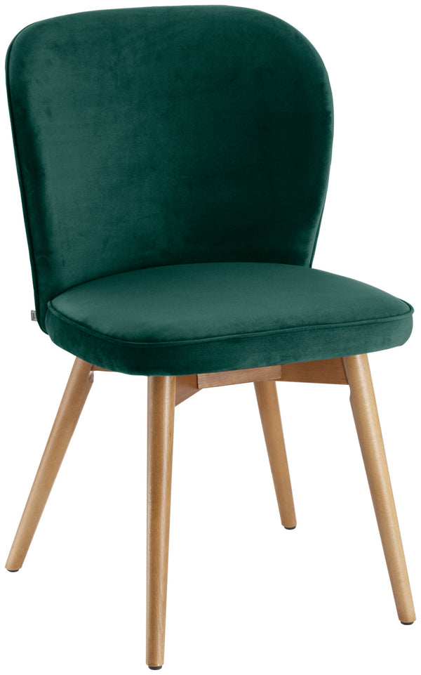 krzesło Lian aksamit; 56x58x86 cm (SxGxW); siedzisko jodła zielona, stelaż jasny brązowy; 2 sztuka / opakowanie