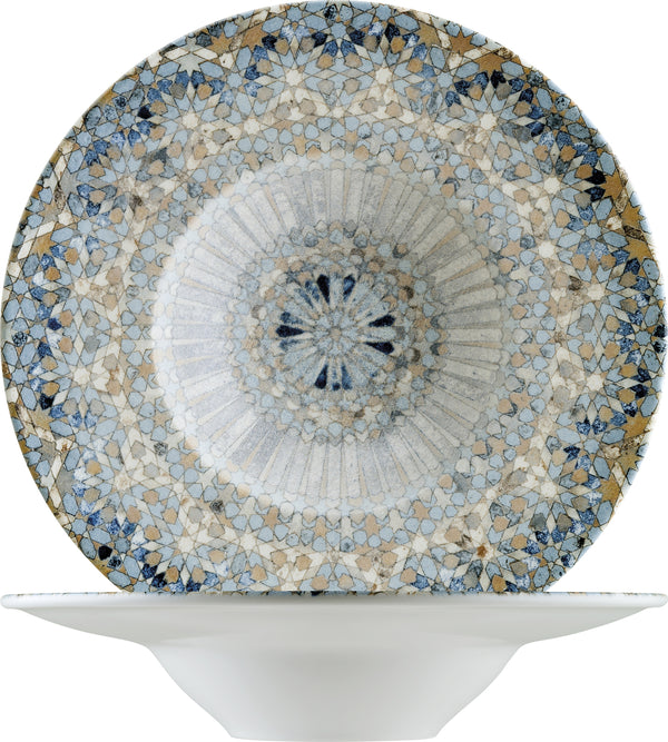 talerz do makaronu Luca Mosaic; 400ml, 28x5.5 cm (ØxW); pomarańczowy/ciemny niebieski/jasny niebieski/żółty/biały; okrągły; 6 sztuka / opakowanie