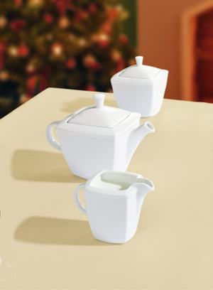 dzbanek do herbaty Melbourne z pokrywką; 450ml, 11.2x11.2x13 cm (DxSxW); biały; kwadrat; 6 sztuka / opakowanie