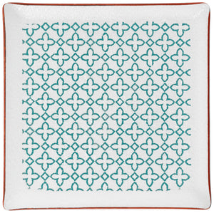Glasplatte Isalie; 25x25 cm (DxS); biały/turkusowy; kwadrat; 6 sztuka / opakowanie
