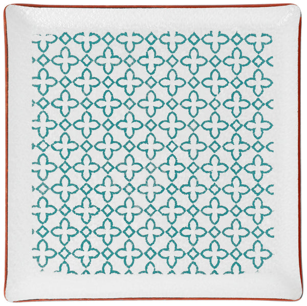 Glasplatte Isalie; 25x25 cm (DxS); biały/turkusowy; kwadrat; 6 sztuka / opakowanie