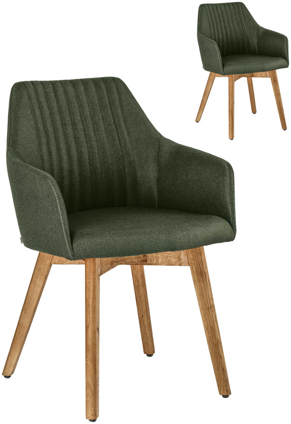 krzesło Arne; 55x57x85 cm (SxGxW); siedzisko zielony, stelaż dąb/naturalny; 2 sztuka / opakowanie