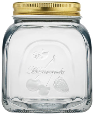 słoik do przechowywania Homemade; 500ml, 6.7x11.3 cm (ØxW); transparentny/złoto; okrągły; 24 sztuka / opakowanie