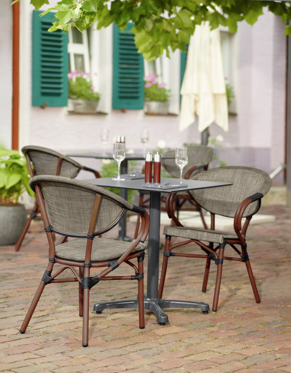 krzesło Rimalia z podłokietnikami; 58x56.5x82 cm (SxGxW); siedzisko antracyt, stelaż brązowy; 2 sztuka / opakowanie