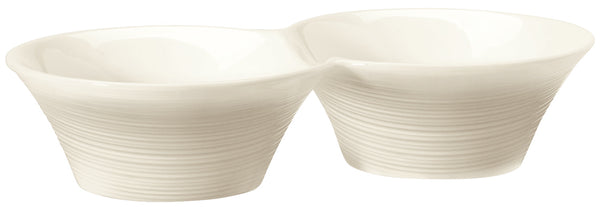 miska podwójna Skyline; 120ml, 18x9.5x4 cm (DxSxW); biel kremowa; 4 sztuka / opakowanie
