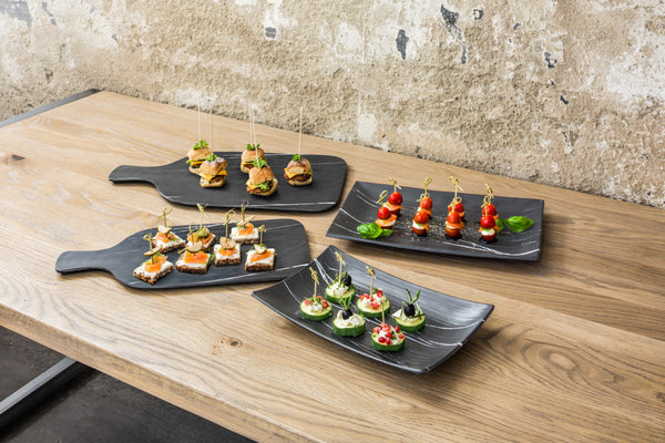 deska do serwowania Brandon z uchwytem; 36x25x1.5 cm (DxSxW); czarny; prostokątny; 3 sztuka / opakowanie