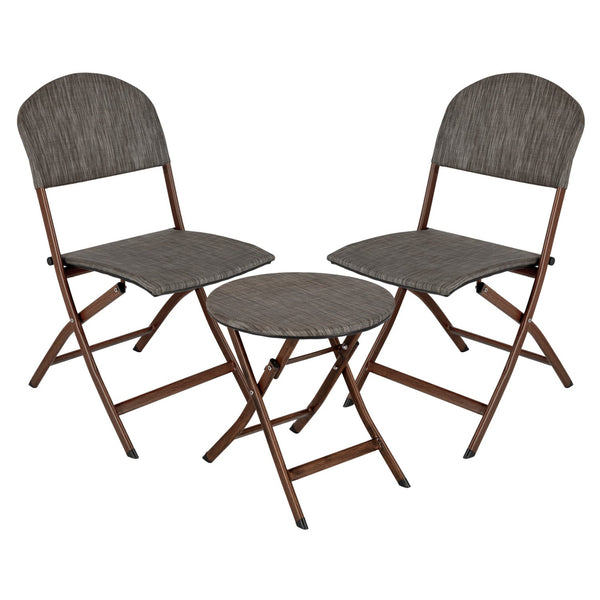 Outdoor Bistro-Set Romalia; siedzisko szary melanż