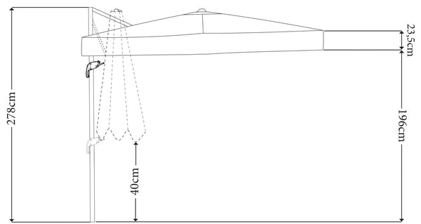 parasol rzymski Breva; 295x295x270 cm (DxSxW); ecru; kwadrat