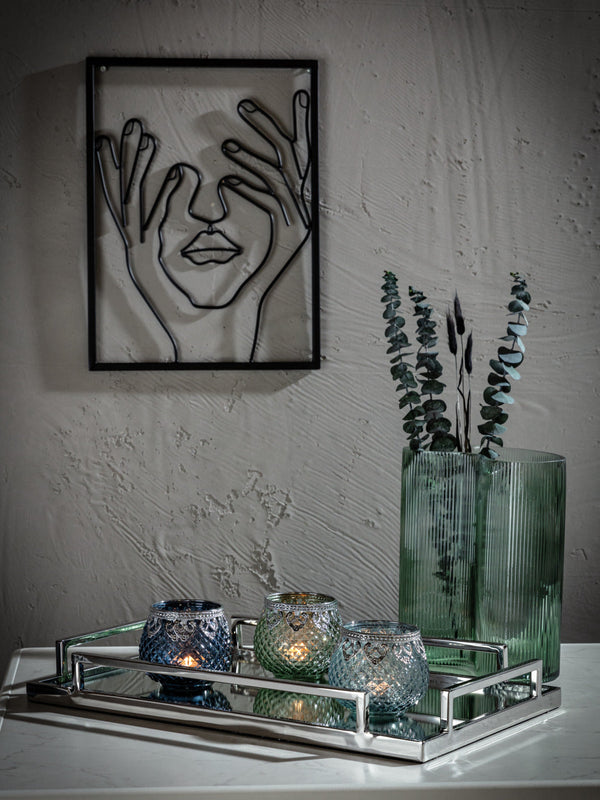 Teelichthalter-Set Amit; 10.1x8.8 cm (ØxW); niebieski/zielony/transparentny