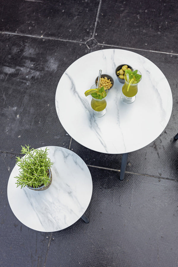 Stolik boczny Sando mały; 45x40.5 cm (ØxW); biały/antracyt; okrągły