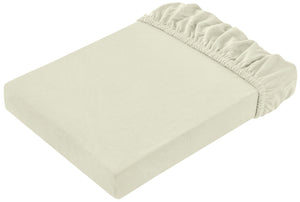 prześcieradło z gumką Jersey; 90-100x190-200 cm (SxD); szampan; 2 sztuka / opakowanie