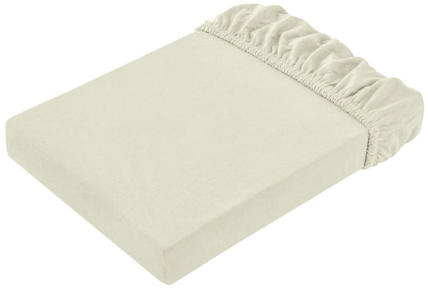 prześcieradło z gumką Jersey; 90-100x190-200 cm (SxD); szampan; 2 sztuka / opakowanie