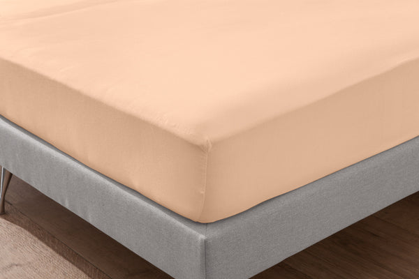 prześcieradło z gumką Jersey; 140-160x190-200 cm (SxD); morela