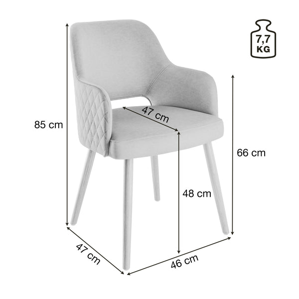 Stuhl Rombo Samt; 46x47x85 cm (SxGxW); siedzisko szary