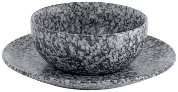spodek Mamaro do miski 15.5x6.5 cm; 22.5x2 cm (ØxW); czarny/biały; okrągły; 4 sztuka / opakowanie