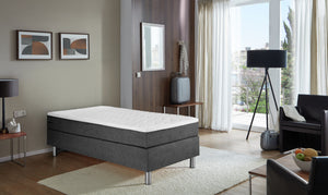 łóżko kontynentalne Premium tkanina tapicerska bez wezgłowia; 100x200x69 cm (SxDxW); antracyt; -