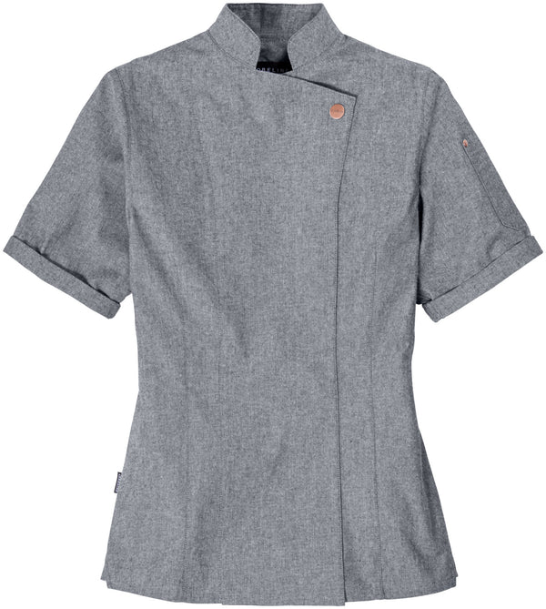 bluza kucharska damska Scott Chambray krótki rękaw ; Kleidergröße 34; szary