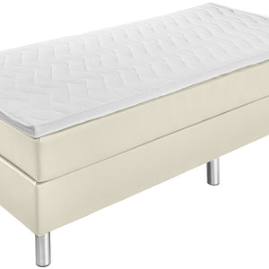 łóżko kontynentalne Basic sztuczna skóra bez wezgłowia; 90x200x63 cm (SxDxW); perłowa biel; -