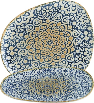 talerz płaski organiczny Alhambra; 18.5x15 cm (DxS); niebieski/biały/brązowy; organiczny; 12 sztuka / opakowanie