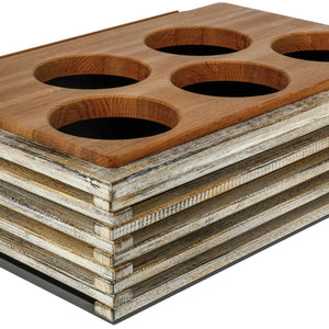 prezenter do misek Natchez na 5 misek 1/1; Größe GN 1/1, 57.5x37x18.3 cm (DxSxW); biały vintage/transparentny/dąb; prostokątny