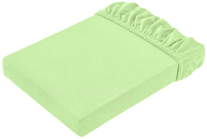 prześcieradło z gumką Jersey; 90-100x190-200 cm (SxD); zielony; 2 sztuka / opakowanie