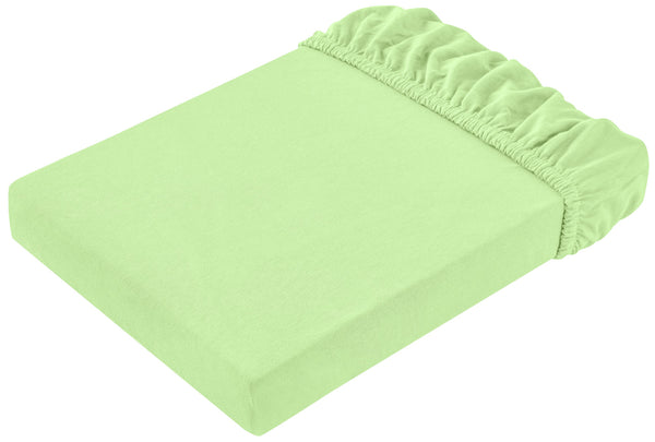 prześcieradło z gumką Jersey; 90-100x190-200 cm (SxD); zielony; 2 sztuka / opakowanie
