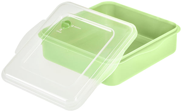 lunch box do wielokrotnego użytku Takao; 2000ml, 22x21x7 cm (DxSxW); transparentny/zielony; kwadrat; 25 sztuka / opakowanie