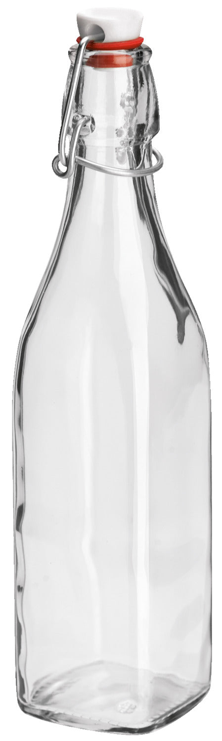 butelka z zamknięciem pałąkowym Swing; 550ml, 6x6x26.5 cm (DxSxW); transparentny; kwadrat; 2 sztuka / opakowanie