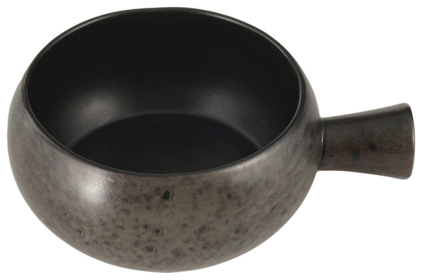 miska Ironstone z uchwytem; 600ml, 14x6.25 cm (ØxW); ciemny brąz/czarny; okrągły; 6 sztuka / opakowanie