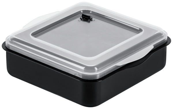 lunch box do wielokrotnego użytku Takao; 2000ml, 22x21x7 cm (DxSxW); transparentny/czarny; kwadrat; 25 sztuka / opakowanie