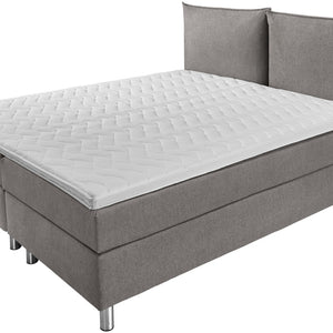 łóżko kontynentalne Premium tkanina tapicerska, wezgłowie z tkaniny; 180x200x69 cm (SxDxW); taupe; -