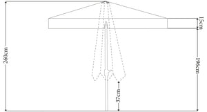 parasol Cielo; 300x300x260 cm (DxSxW); brązowy; kwadrat
