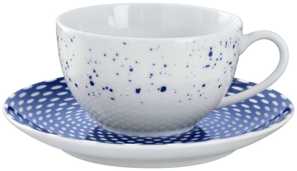 filiżanka do kawy Mixor z kropkami; 220ml, 9.5x5.5 cm (ØxW); biały/niebieski; okrągły; 6 sztuka / opakowanie