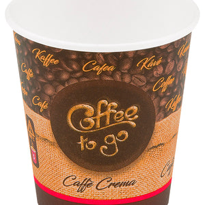 kubek To Go Kawa Crema; 200ml, 7.3x7.5 cm (ØxW); brązowy; 50 sztuka / opakowanie