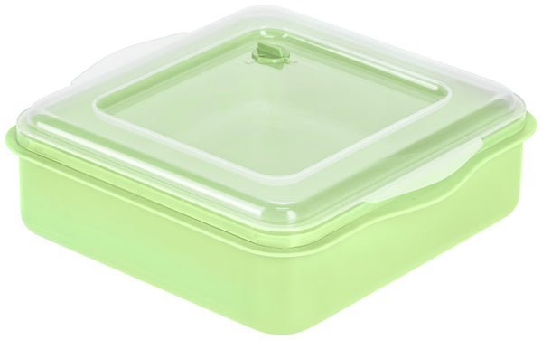 lunch box do wielokrotnego użytku Takao; 2000ml, 22x21x7 cm (DxSxW); transparentny/zielony; kwadrat; 25 sztuka / opakowanie