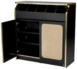 Besteckschrank Ravena schwarz; 100x40x105 cm (SxGxW); naturalny/czarny/złoto; stelaż naturalny/czarny/złoto