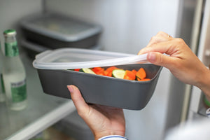 Mehrweg-Menübox Move; 1400ml, 25.5x15.8x6.7 cm (DxSxW); szary; prostokątny; 10 sztuka / opakowanie