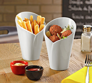 miseczka na frytki Ellis; 280ml, 10.5x10x15.5 cm (DxSxW); biały; stożkowy; 4 sztuka / opakowanie
