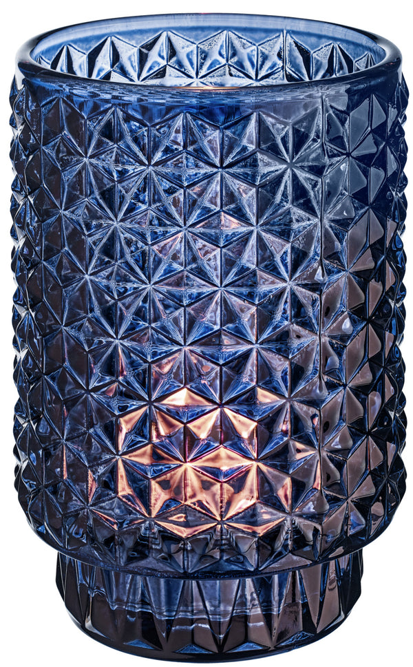 lampion Cleo; 8.5x13 cm (ØxW); niebieski; cylindryczny; 4 sztuka / opakowanie
