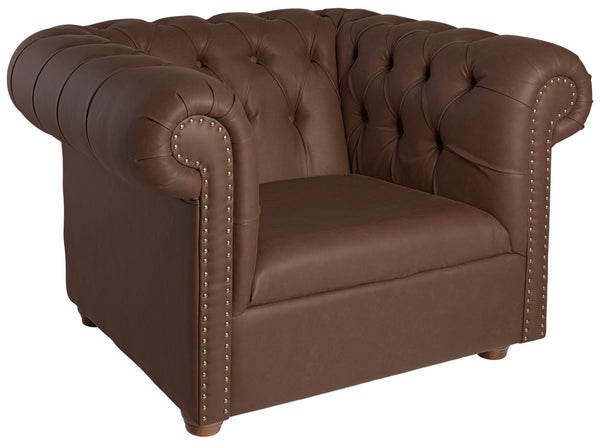 fotel Chesterfield z nogami; 114x97x72.5 cm (SxGxW); siedzisko brązowy, stelaż brązowy