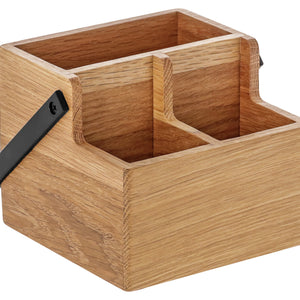 pojemnik na sztućce Esino z przegrodami i uchwytem; 14.4x15.6x12 cm (DxSxW); brązowy/czarny