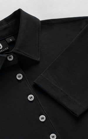 Poloshirt Damen Langarm Malme Regular Fit; Kleidergröße 2XL; czarny