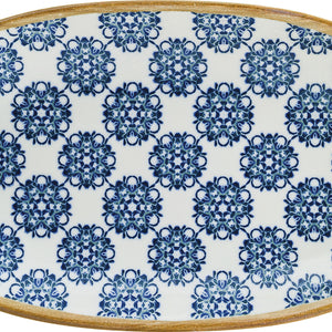 talerz Lotus owalny; 15x8.5 cm (DxS); biały/niebieski/zielony/brązowy; owalny; 12 sztuka / opakowanie