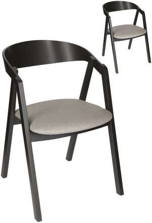 Stapelstuhl Calma Stoff Buchenholz schwarz lackiert; 54x53x79 cm (SxGxW); siedzisko taupe