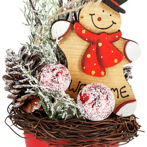Dekogesteck Lebkuchenmann; 12x21 cm (ØxW); zielony/brązowy/czerwony; 6 sztuka / opakowanie