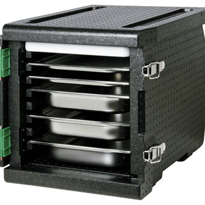 pojemnik termiczny do transportu GN drzwi z przodu; 65000ml, 64.5x44.5x47.5 cm (DxSxW); czarny