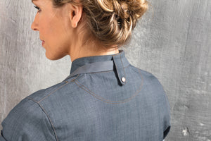 bluza kucharska damska Scott Denim krótki rękaw ; Kleidergröße 50; jasny dżins